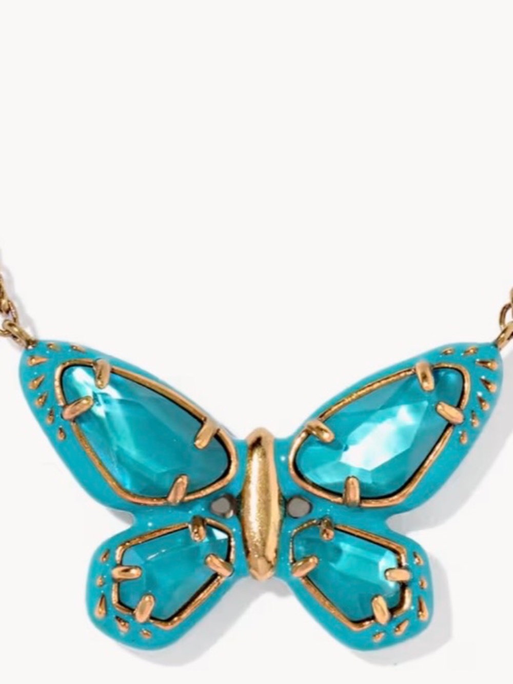 Dolly Parton x Kendra Scott Enamel Butterfly Vintage Gold Pendant Dark Teal Mix